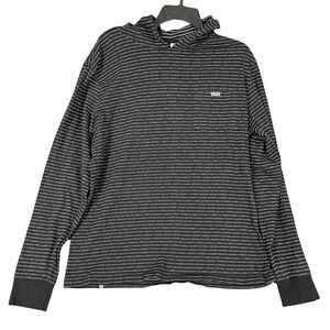 Vans Shirt Mens M Black Striped Hoodie Longsleeve Skater BMX Street Style